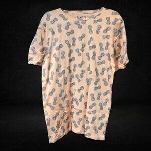 NWT Knickerbocker Vintage-Inspired Tee Relaxed Fit Pineapple Blue Pink Large